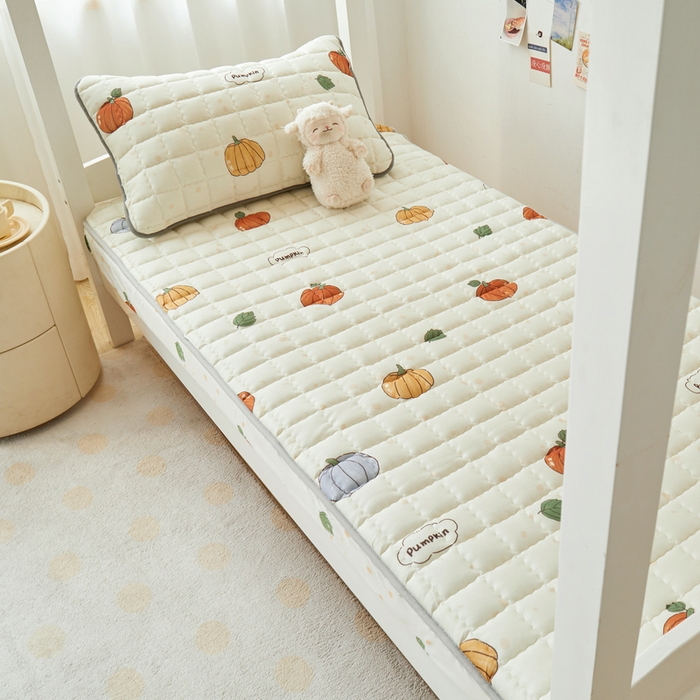 91家纺网 家纺一手货源 找家纺 卡派 2024新款单人床水洗棉夹棉加厚床笠（印花系列） 南瓜