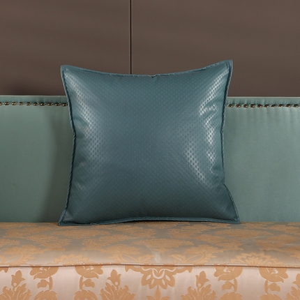 91家纺网 家纺一手货源 找家纺 囍莱家纺 2024新款轻奢皮感科技布抱枕系列 墨绿
