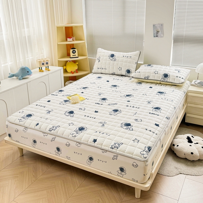 91家纺网 家纺一手货源 找家纺 卡派 2024新款大床水洗棉夹棉加厚床笠（印花系列） 太空人