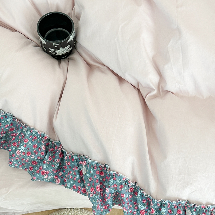 91家纺网 家纺一手货源 找家纺 昔可家纺 2024新款纯色碎花花边全棉小清新四件套 紫韵花海