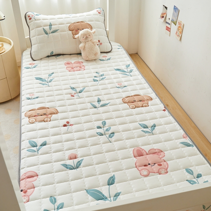 91家纺网 家纺一手货源 找家纺 卡派 2024新款单人床水洗棉夹棉加厚床笠（印花系列） 可爱兔