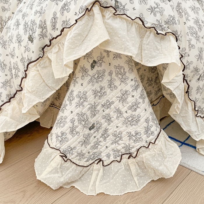 91家纺网 家纺一手货源 找家纺 暖居 2024新款韩系全棉高温砂洗棉花床盖被套四件套纯棉床盖三件套 月澜