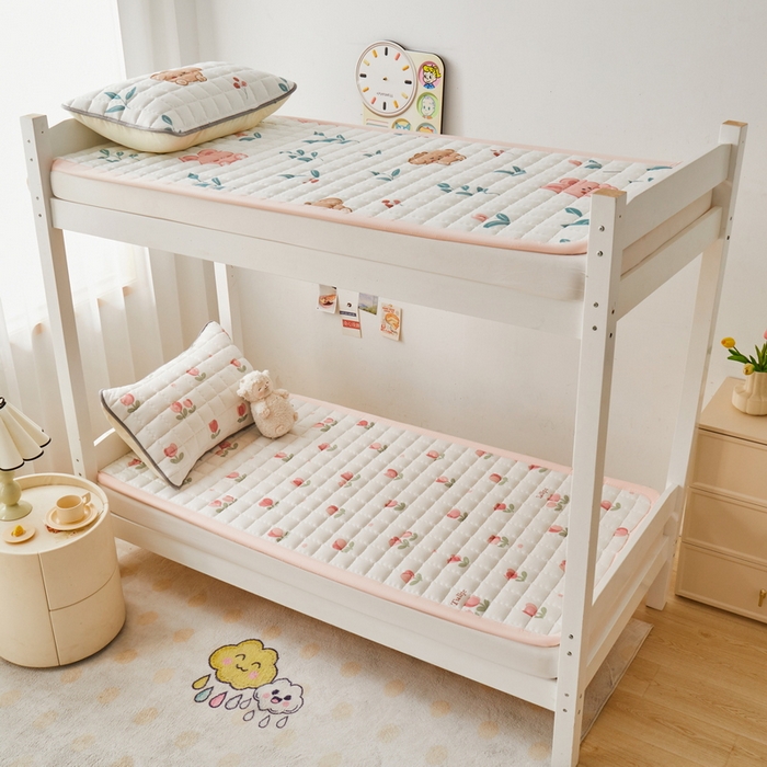 91家纺网 家纺一手货源 找家纺 卡派 2024新款水洗棉学生单人床夹棉加厚床褥 郁金香