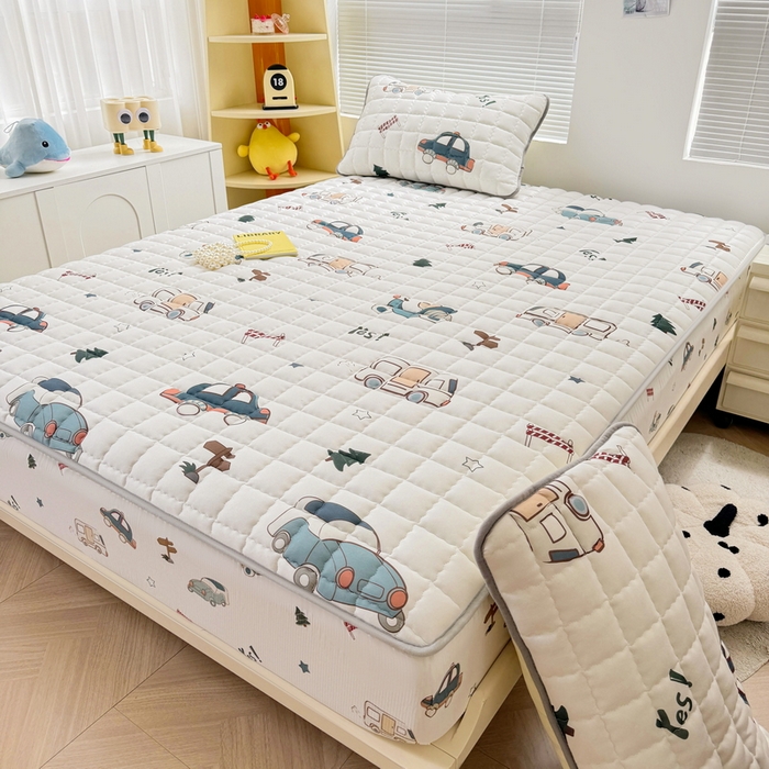 91家纺网 家纺一手货源 找家纺 卡派 2024新款大床水洗棉夹棉加厚床笠（印花系列） 汽车总动员