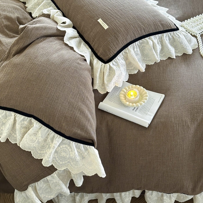 91家纺网 家纺一手货源 找家纺 玛奇朵 2024新品法式复古重工刺绣蕾丝花边款色织双层纱-卡瑟琳 卡瑟琳-咖