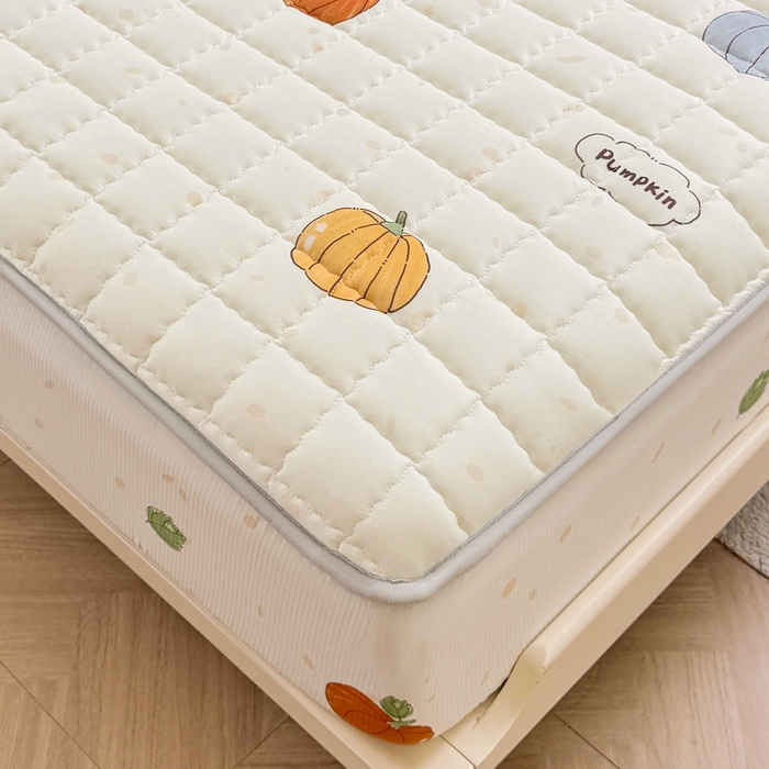 91家纺网 家纺一手货源 找家纺 卡派 2024新款大床水洗棉夹棉加厚床笠（印花系列） 南瓜