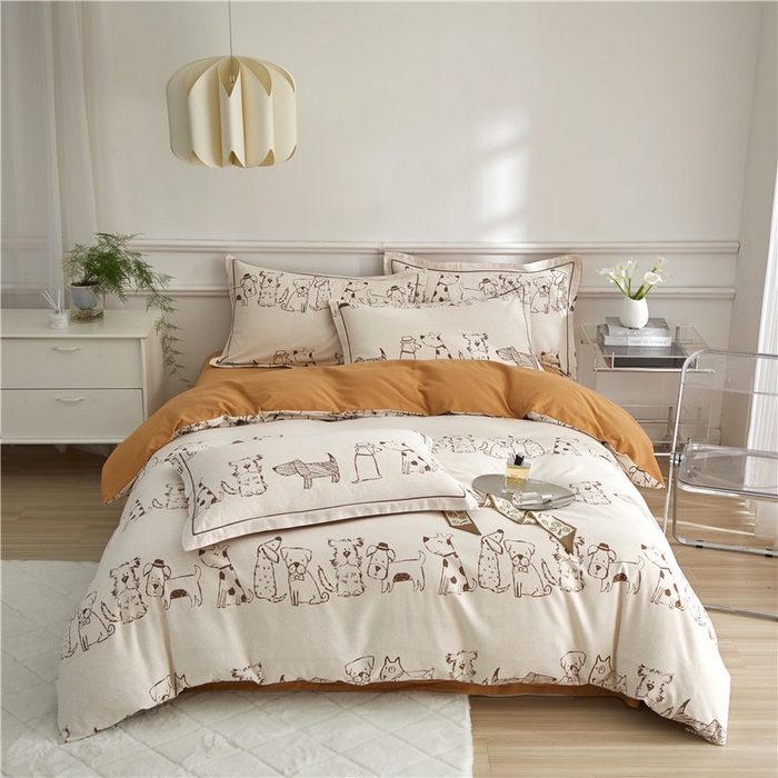 91家纺网 家纺一手货源 找家纺 沐白家居 2024新款全棉生态磨毛印花四件套系列 旺仔派