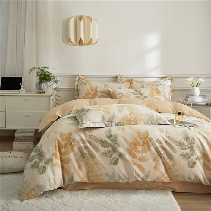 91家纺网 家纺一手货源 找家纺 沐白家居 2024新款全棉生态磨毛印花四件套系列 春派