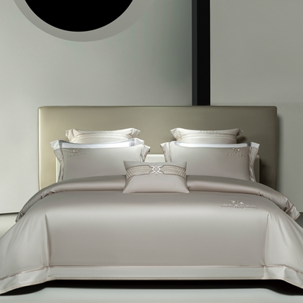 91家纺网 家纺一手货源 找家纺 高大尚婚庆馆 2025新款长绒棉高端绣花四件套 丽莎 香槟金