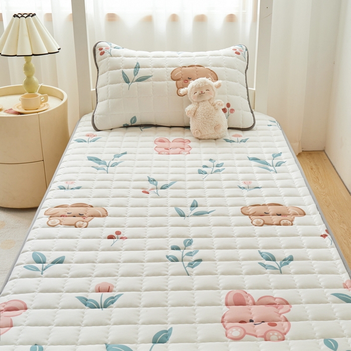 91家纺网 家纺一手货源 找家纺 卡派 2024新款单人床水洗棉夹棉加厚床笠（印花系列） 可爱兔