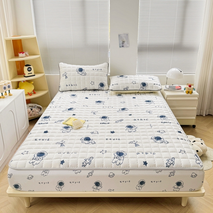 91家纺网 家纺一手货源 找家纺 卡派 2024新款大床水洗棉夹棉加厚床笠（印花系列） 太空人