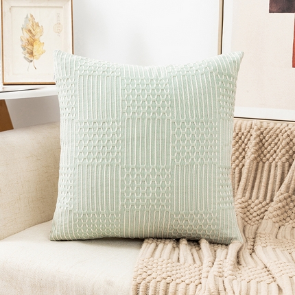 91家纺网 家纺一手货源 找家纺 （总）囍莱家纺 2024新款手工编织抱枕-绿色几何系列