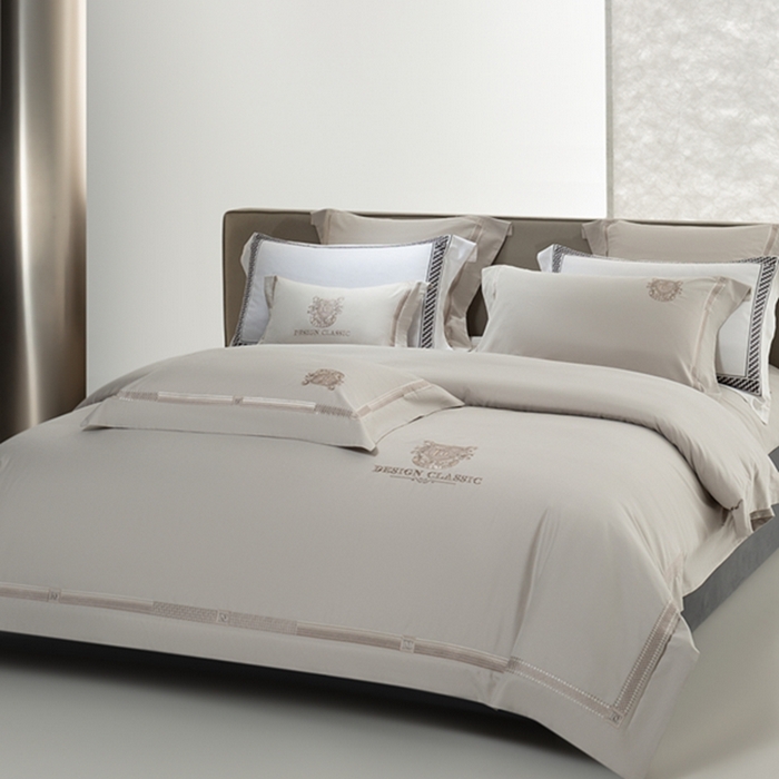 91家纺网 家纺一手货源 找家纺 高大尚婚庆馆 2025新款长绒棉磨毛高端绣花四件套 玛莎 绅士灰