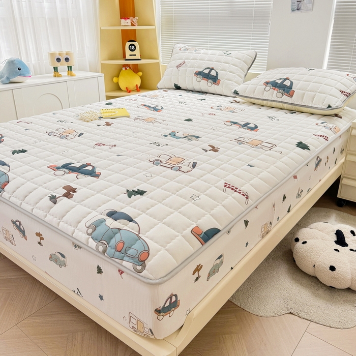 91家纺网 家纺一手货源 找家纺 卡派 2024新款大床水洗棉夹棉加厚床笠（印花系列） 汽车总动员