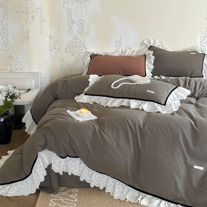 91家纺网 家纺一手货源 找家纺 玛奇朵 2024新品法式复古重工刺绣蕾丝花边款色织双层纱-卡瑟琳 卡瑟琳-绿