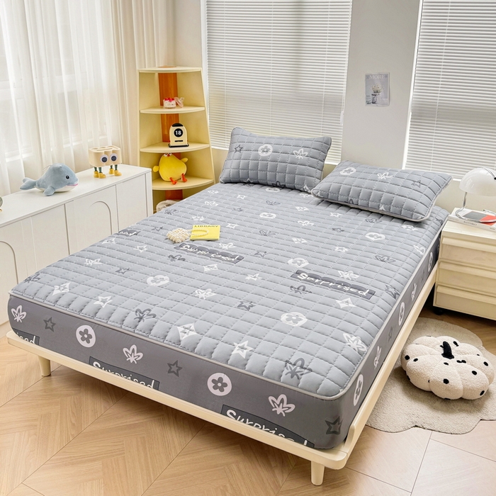 91家纺网 家纺一手货源 找家纺 卡派 2024新款大床水洗棉夹棉加厚床笠（印花系列） 新蕊