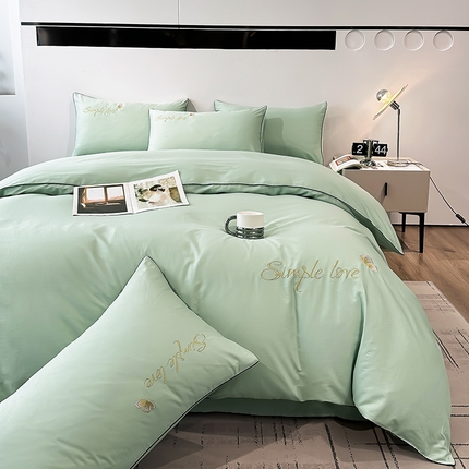 91家纺网 家纺一手货源 找家纺 （总）宇彬家纺 2024直播热款新款13374全棉母婴级麻绳滚边纯棉色刺绣四件套新疆长绒字母款轻奢床上用品