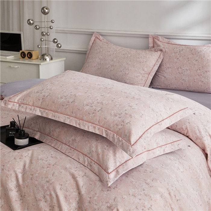 91家纺网 家纺一手货源 找家纺 沐白家居 2024新款全棉生态磨毛印花四件套系列 贝拉-粉