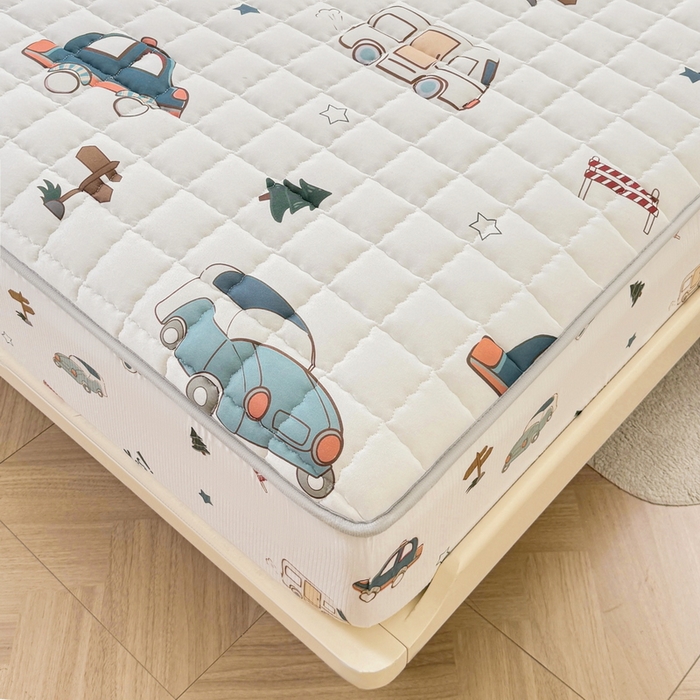 91家纺网 家纺一手货源 找家纺 卡派 2024新款大床水洗棉夹棉加厚床笠（印花系列） 汽车总动员