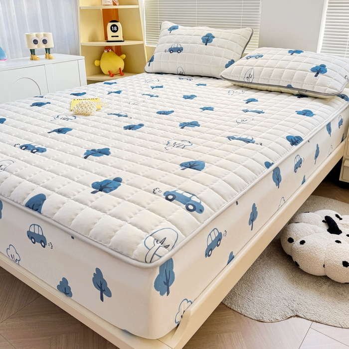 91家纺网 家纺一手货源 找家纺 卡派 2024新款大床水洗棉夹棉加厚床笠（印花系列） 密林