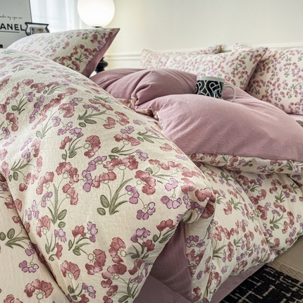 91家纺网 家纺一手货源 找家纺 仟网汇 2024新款花卉提花四件套系列 之桃