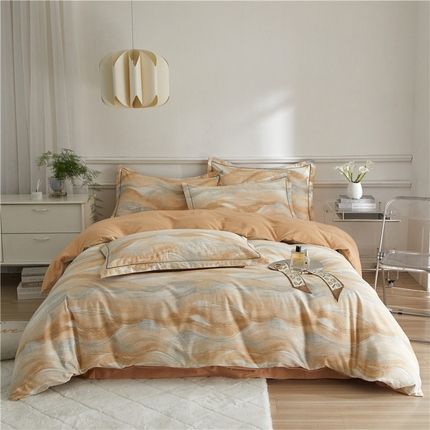 沐白家居 2024新款全棉生态磨毛印花四件套系列 诺拉