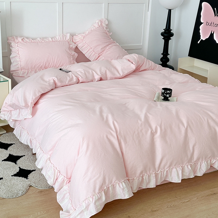 91家纺网 家纺一手货源 找家纺 （总）昔可家纺 2024新款贴边纯色条纹四件套系列