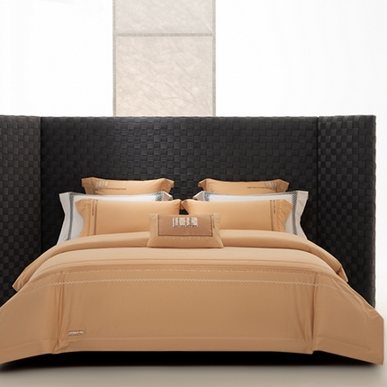 91家纺网 家纺一手货源 找家纺 高大尚婚庆馆 2025新款长绒棉磨毛高端绣花四件套 秋韵 南瓜橘