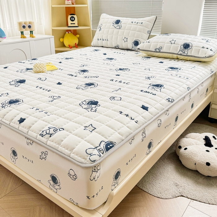 91家纺网 家纺一手货源 找家纺 卡派 2024新款大床水洗棉夹棉加厚床笠（印花系列） 太空人