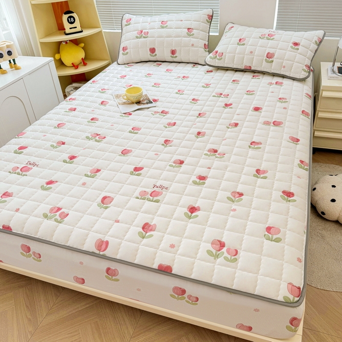 91家纺网 家纺一手货源 找家纺 卡派 2024新款大床水洗棉夹棉加厚床笠（印花系列） 郁金香