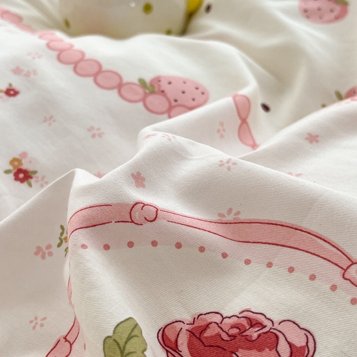 91家纺网 家纺一手货源 找家纺 暖居 2024新款韩系全棉高温砂洗棉花床盖被套四件套纯棉床盖三件套 手捧花