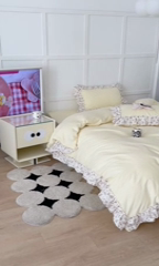 91家纺网 家纺一手货源 找家纺 昔可家纺 2024新款纯色碎花花边全棉小清新四件套 茉莉山茶