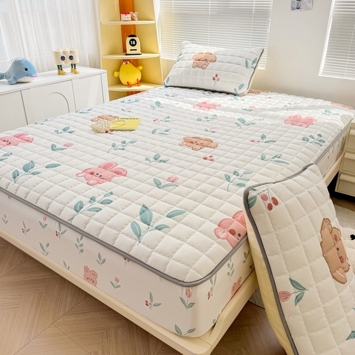 91家纺网 家纺一手货源 找家纺 卡派 2024新款大床水洗棉夹棉加厚床笠（印花系列） 可爱兔