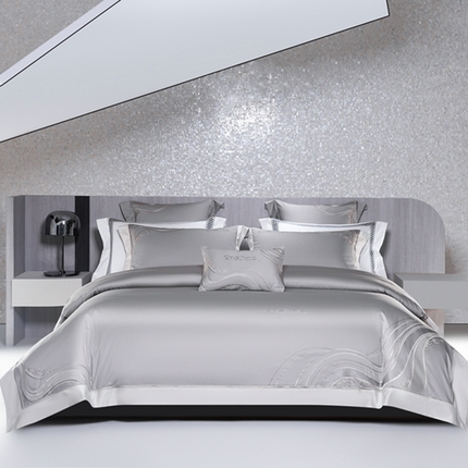 91家纺网 家纺一手货源 找家纺 （总）高大尚婚庆馆 2025新款长绒棉高端绣花四件套 妮莉雅