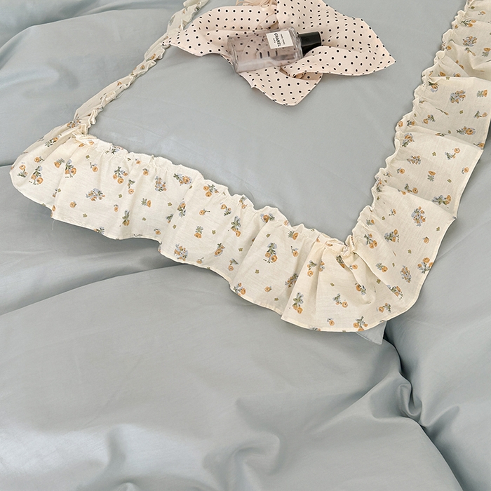 91家纺网 家纺一手货源 找家纺 昔可家纺 2024新款纯色碎花花边全棉小清新四件套 琉璃幽兰