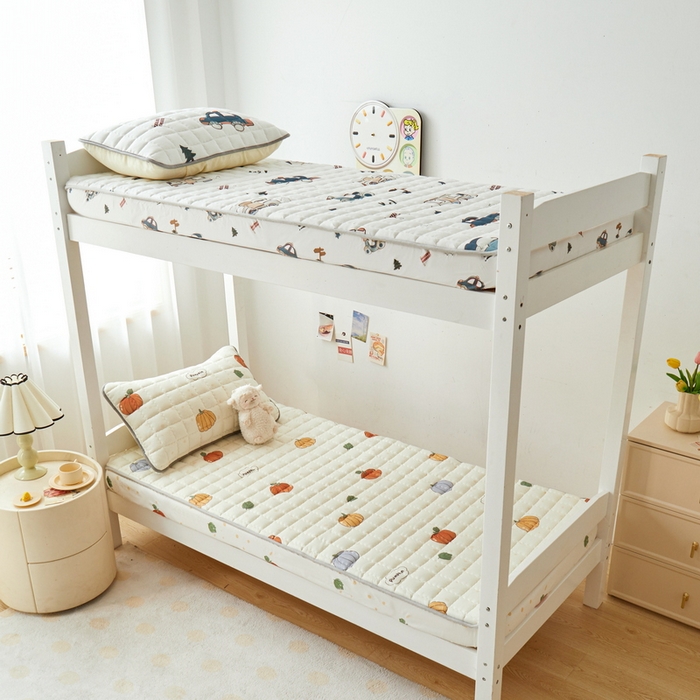 91家纺网 家纺一手货源 找家纺 迪乐妮 2024新款单人床水洗棉夹棉加厚床笠（印花系列） 南瓜