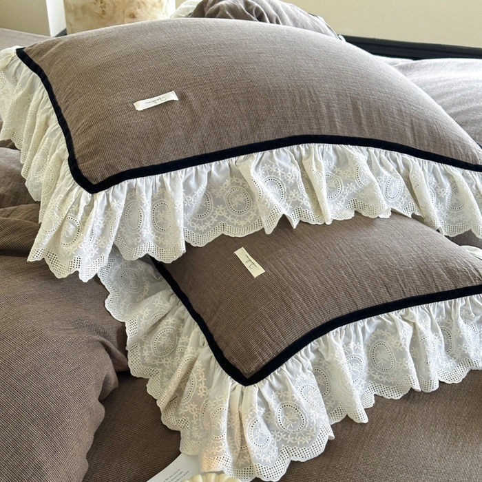 91家纺网 家纺一手货源 找家纺 玛奇朵 2024新品法式复古重工刺绣蕾丝花边款色织双层纱-卡瑟琳 卡瑟琳-咖