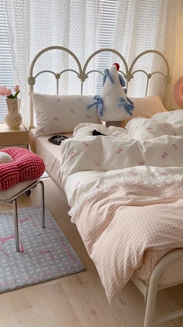 91家纺网 家纺一手货源 找家纺 （总）昔可家纺 2024新款时尚拼接雪纺边全棉四件套