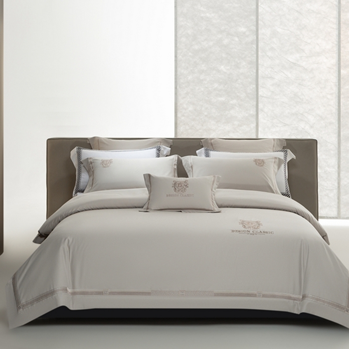 91家纺网 家纺一手货源 找家纺 高大尚婚庆馆 2025新款长绒棉磨毛高端绣花四件套 玛莎 绅士灰