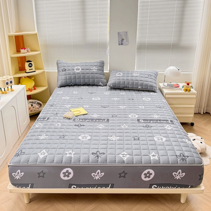 91家纺网 家纺一手货源 找家纺 卡派 2024新款大床水洗棉夹棉加厚床笠（印花系列） 新蕊