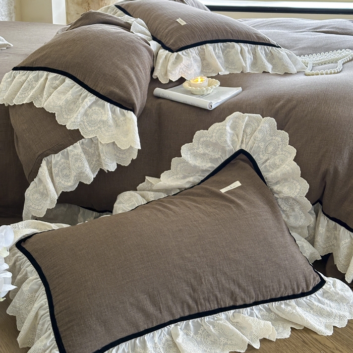 91家纺网 家纺一手货源 找家纺 玛奇朵 2024新品法式复古重工刺绣蕾丝花边款色织双层纱-卡瑟琳 卡瑟琳-咖