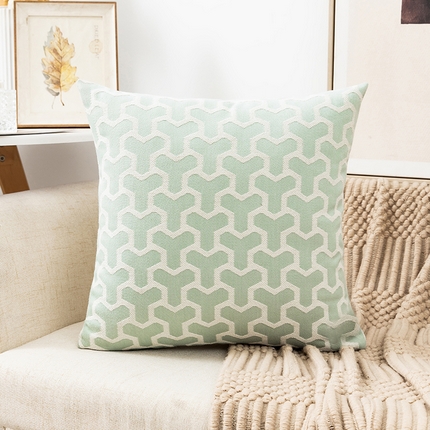 91家纺网 家纺一手货源 找家纺 （总）囍莱家纺 2024新款手工编织抱枕-绿色几何系列