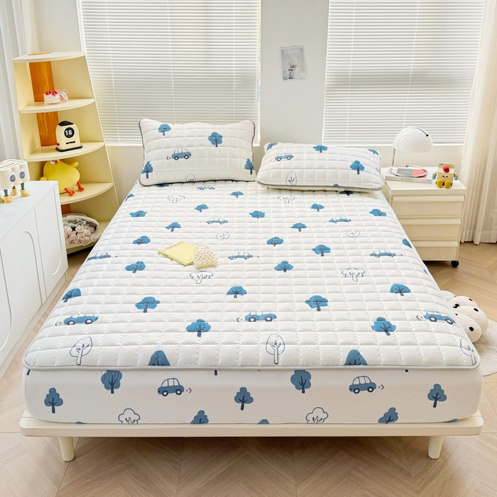 91家纺网 家纺一手货源 找家纺 卡派 2024新款大床水洗棉夹棉加厚床笠（印花系列） 密林