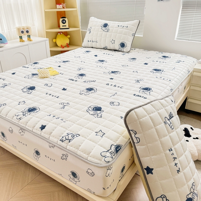 91家纺网 家纺一手货源 找家纺 卡派 2024新款大床水洗棉夹棉加厚床笠（印花系列） 太空人