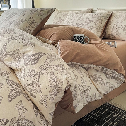 91家纺网 家纺一手货源 找家纺 仟网汇 2024新款花卉提花四件套系列 蝴蝶浪漫