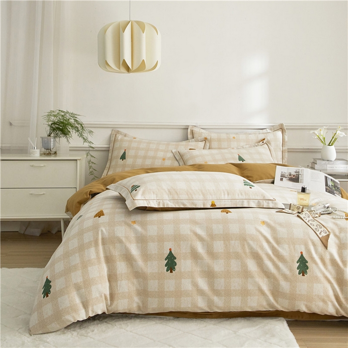 91家纺网 家纺一手货源 找家纺 沐白家居 2024新款全棉生态磨毛印花四件套系列 圣诞序曲