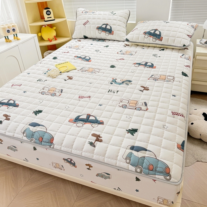 91家纺网 家纺一手货源 找家纺 卡派 2024新款大床水洗棉夹棉加厚床笠（印花系列） 汽车总动员