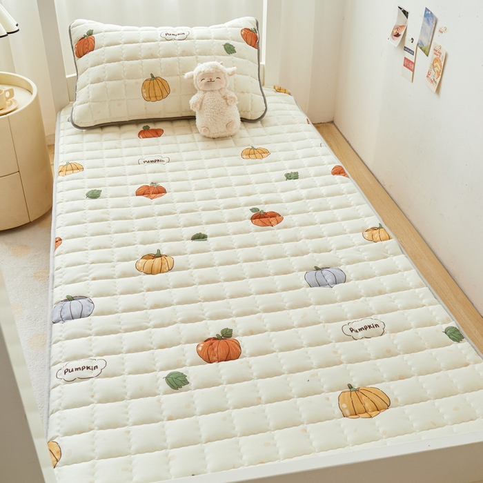 91家纺网 家纺一手货源 找家纺 迪乐妮 2024新款单人床水洗棉夹棉加厚床笠（印花系列） 南瓜