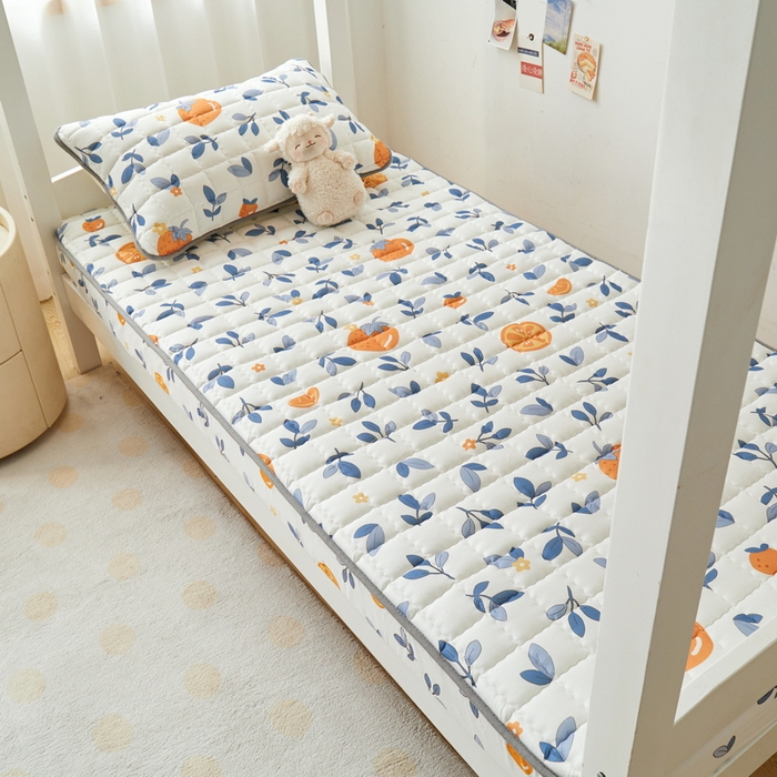 91家纺网 家纺一手货源 找家纺 卡派 2024新款单人床水洗棉夹棉加厚床笠（印花系列） 橙子