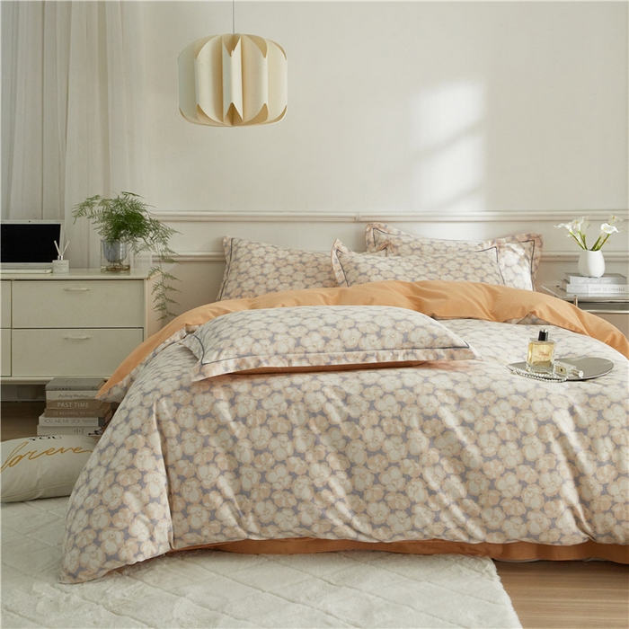 91家纺网 家纺一手货源 找家纺 沐白家居 2024新款全棉生态磨毛印花四件套系列 香茗